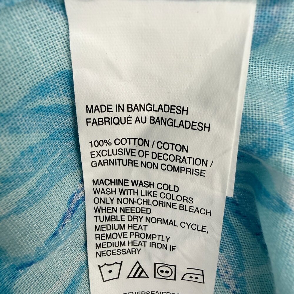 IZOD Saltwater Hawaiian Shirt Men's XXL Short Sleeve 100% Cotton, Blue Palm Tree - Picture 7 of 11